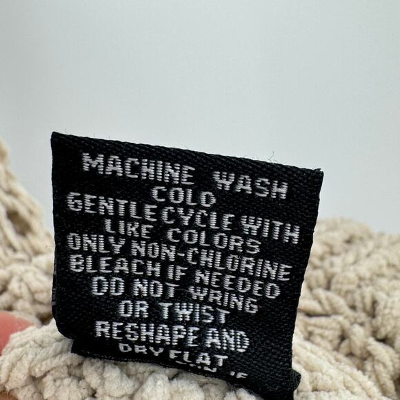 Moon & Madison cropped pullover sweater open knit crochet crew tan boho M - Picture 7 of 7